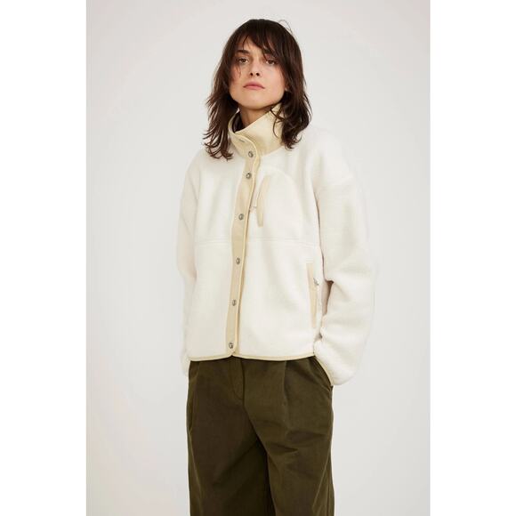 The North Face Sz M Craigmont Fleece Button Up Jacket Cream White Nice - Picture 1 of 7